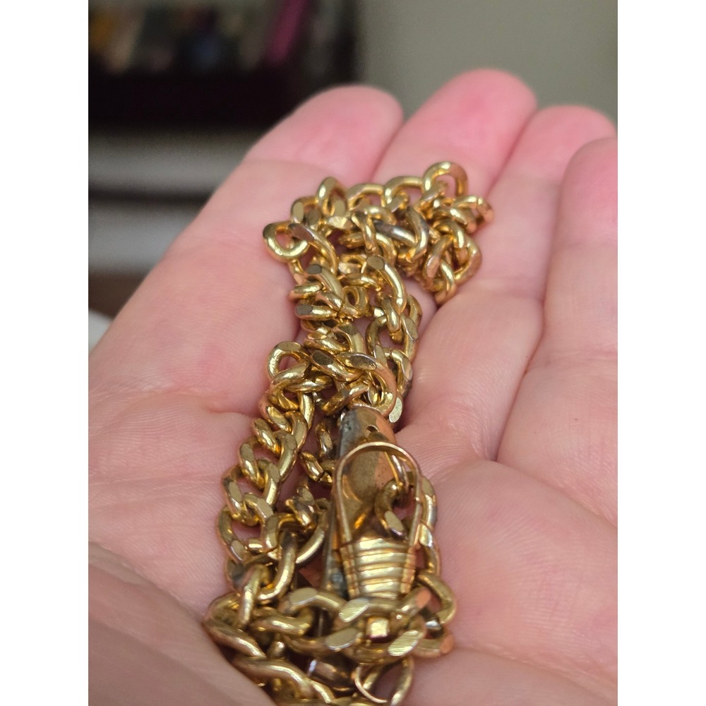 Goldtone Curb Link Watch Chain Vintage See Pics - Picture 7 of 8